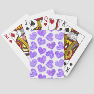 Cartes de jeu de coeurs pourpres
