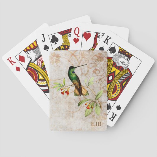 Cartes de jeu de colibri à gorge violette (dos)