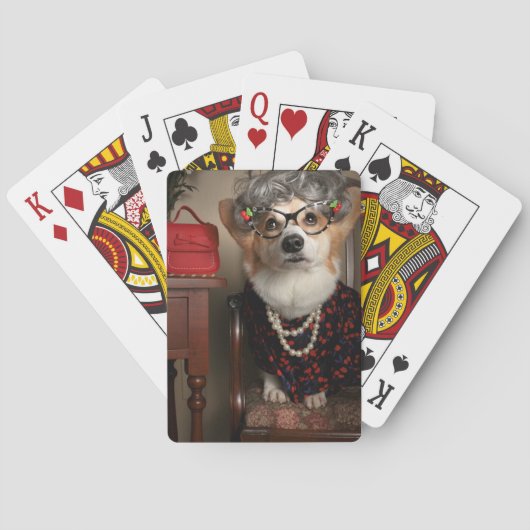 Cartes de jeu de corgi de tante Gussy (dos)