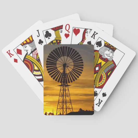 Cartes de jeu de coucher du soleil de moulin à (dos)