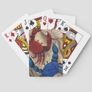 Cartes de jeu de crabe rouge et bleu