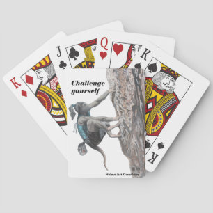 Cartes de jeu de défi d'escalade de roche de fille