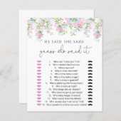 Cartes de jeu de devinette Blush Floral He Said Sh (Devant / Derrière)