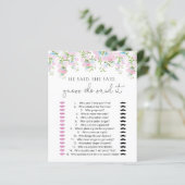 Cartes de jeu de devinette Blush Floral He Said Sh (Debout devant)