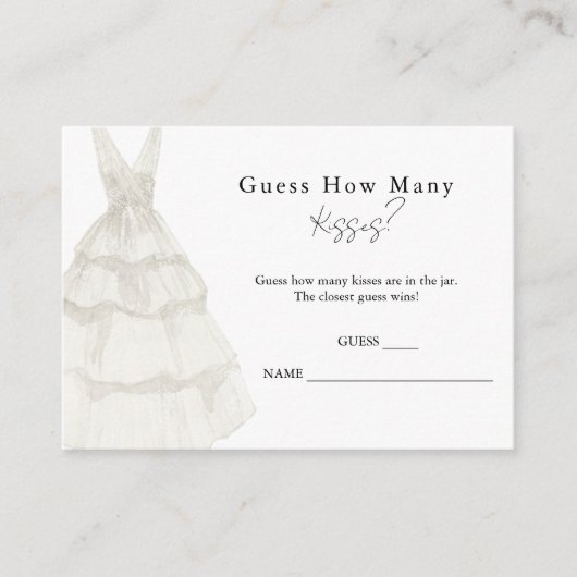 Cartes de jeu de devinette de baisers blancs simpl (Devant)
