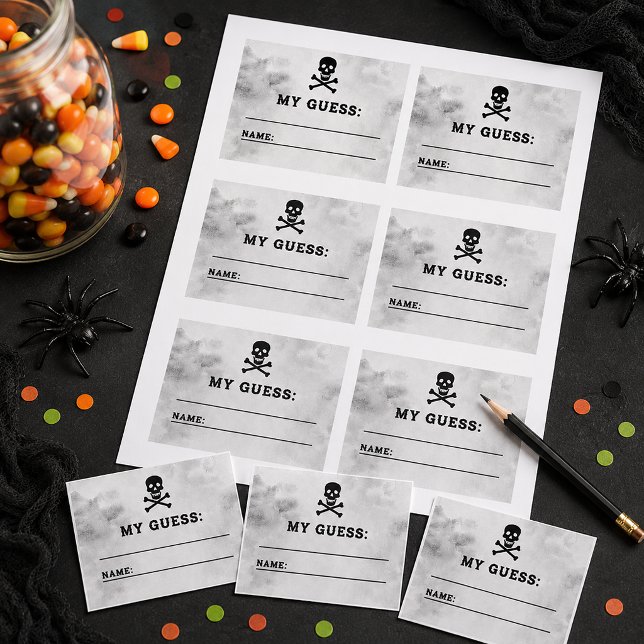 Cartes de jeu de devinette de bonbons Halloween fê (Halloween party game sheet)