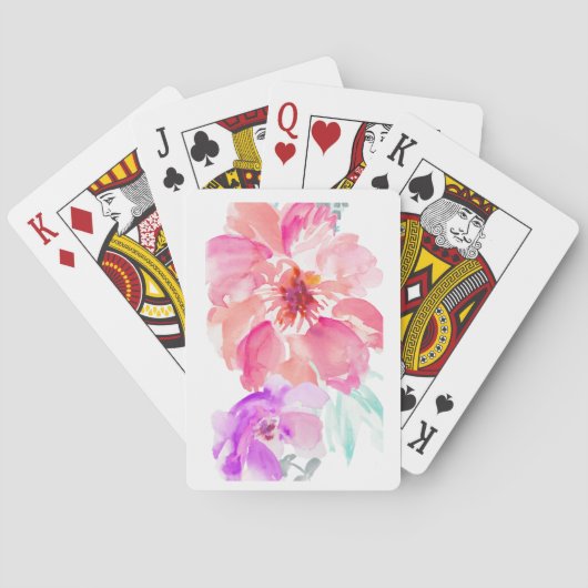 Cartes de jeu de fleur d'aquarelle (dos)