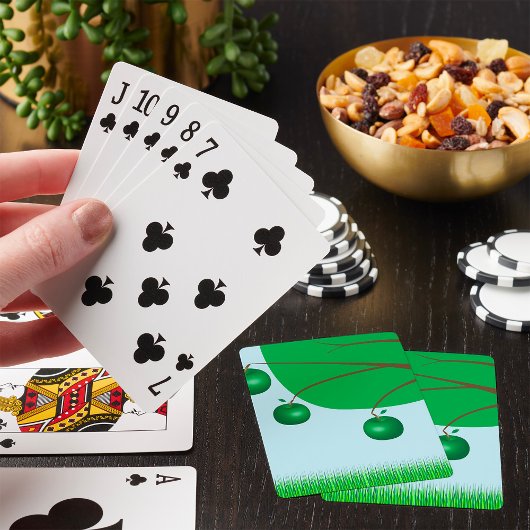 Cartes de jeu de fruits de pommier vert
