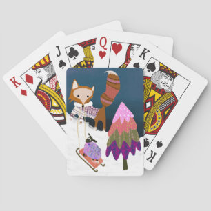 Cartes de jeu de la scène hivernale du renard et d