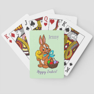 Cartes de jeu de lapin et de poussins de Pâques