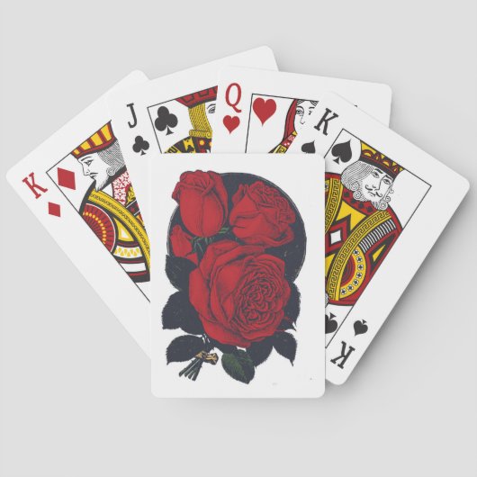 Cartes de jeu de rose rouge (dos)