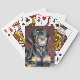 Cartes de jeu de sourire de chiot de dobermann