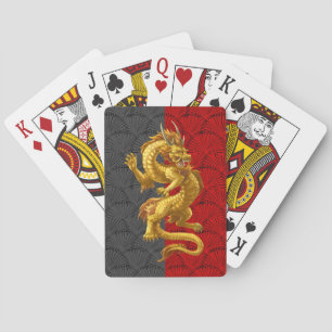 Cartes de jeu du dragon d'or chinois