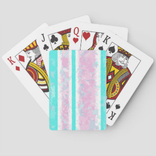 Cartes de jeu en rayures turquoise, blanc cassé et