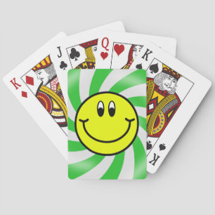 Cartes de jeu en spirale vertes de sourire d'Emoji