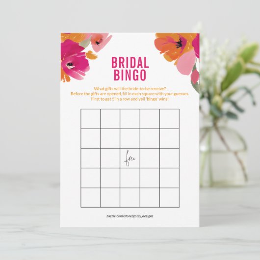 Cartes de jeu Floral Bridal Bingo pour Fête des ma (Debout devant)