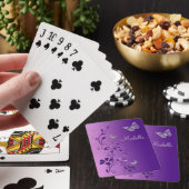 Cartes de jeu florales de papillon mauve et argent (In Situ)