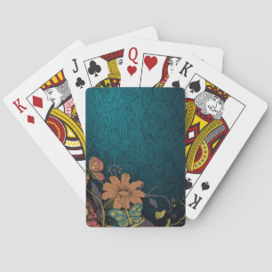 Cartes de jeu gravées de fleurs sauvages