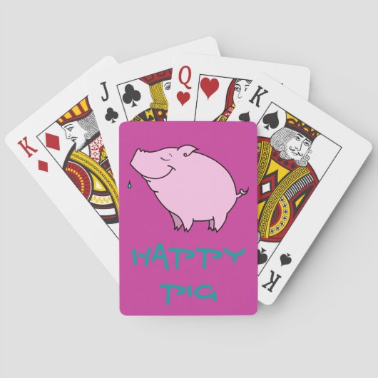 Cartes de jeu heureuses de porc, visages standard (dos)
