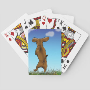 Cartes de jeu heureuses de teckel