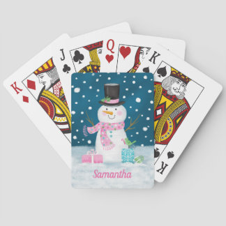 Cartes de jeu mignonnes de bonhomme de neige de