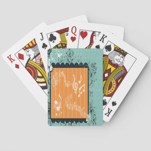Cartes de jeu musicales vertes et oranges de (dos)