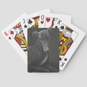 Cartes de jeu noires d'art de chien de lévrier