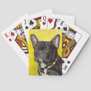 Cartes de jeu noires de chien de bouledogue