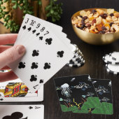 Cartes de jeu noires vertes de méduses de poissons (In Situ)