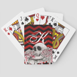 Cartes de jeu personnalisées crâne Rose goth Chevr