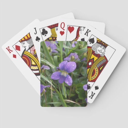Cartes de jeu pluvieuses de violettes (dos)