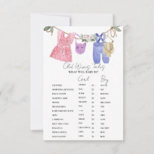 Cartes de jeu pour Baby Shower sur les Vêtements B