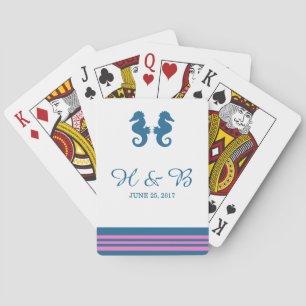 Cartes de jeu pour hippocampe bleu rose