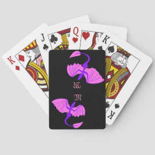 Cartes de jeu pourpres de monogramme de dragon