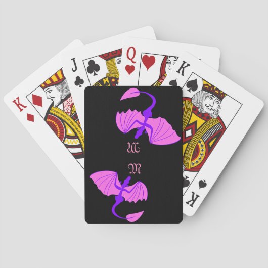 Cartes de jeu pourpres de monogramme de dragon (dos)