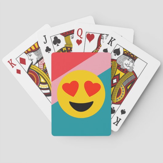 Cartes de jeu rayées d'Emoji d'amour d'arrière - (dos)