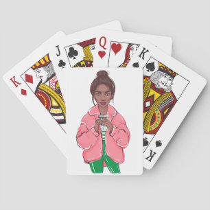 Cartes de jeu rose et vert