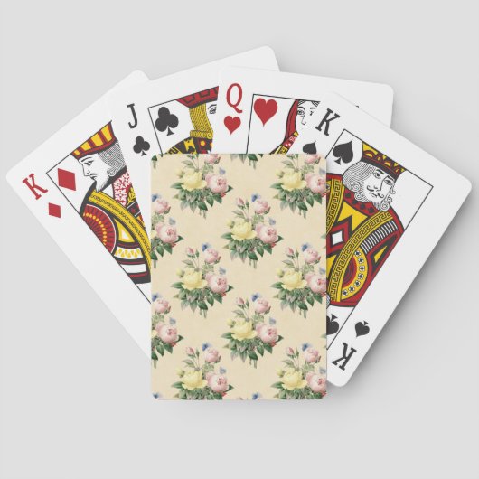Cartes de jeu roses de motif de fleur de cru (dos)