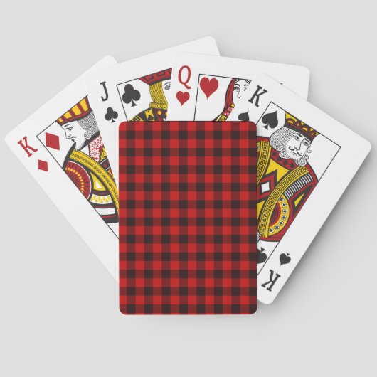Cartes de jeu rouges de plaid de Buffalo (dos)