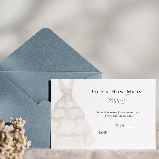 Cartes de jeu simples de devinette de bisous blanc