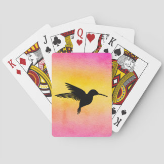 Cartes de jeu texturisées de colibri d'aquarelle