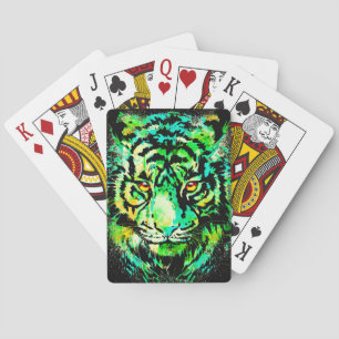 Cartes de jeu Tiger Head - Tiger Vert Visage