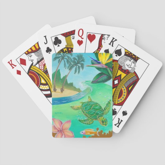 Cartes de jeu tropicales de tortue de mer (dos)