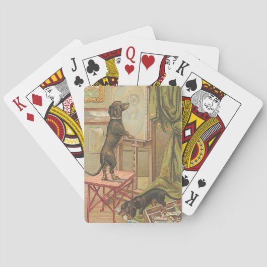 Cartes de jeu vilaines de chien de teckels (dos)