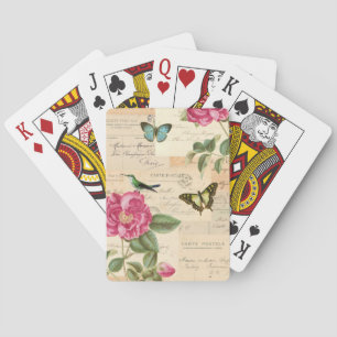 Cartes de jeu vintages Girly avec rose et des