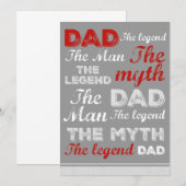 Cartes de jour pour pères amusantes Gris Rouge Cit (Devant / Derrière)