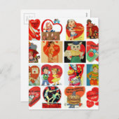 Cartes de jour valentines vintages rétro rouge bla (Devant / Derrière)