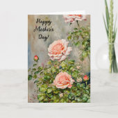 Cartes de la fête des mères Roses Orange Pêche Art (Devant)