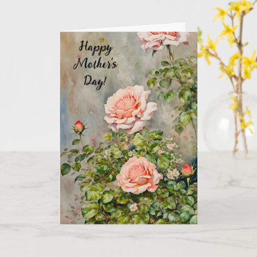 Cartes de la fête des mères Roses Orange Pêche Art (Fleur jaune)