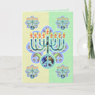 Cartes de la paix terrestre Menorah Chanukah